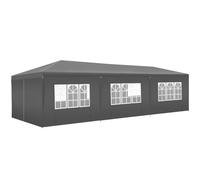 Tectake® Tendone per Feste Esterno, Gazebo con 8 Laterali e Finestre, Impermeabile, Anti-UVA - 900x300x250 cm - Grigio