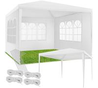 tectake® Tendone per Feste, Padiglione Gazebo Esterno Resistente con 3 Pezzi Laterali, Gazebo da Esterno con Finestre, Gazebo Impermeabile, Resistente ai Raggi UV, 300 x 300 x 250 cm - Bianco