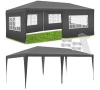 tectake® Tendone per Feste, Padiglione Gazebo Esterno Resistente con 5 Pezzi Laterali, Gazebo da Esterno con Finestre, Impermeabile, Resistente ai Raggi UV, 600 x 300 x 250 cm - Grigio