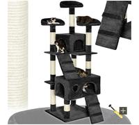 tectake® Tiragraffi per Gatti con Casette, Tiragraffi Gatto con Piattaforme e Colonna Grattatoio, Albero per Gatti Altezza 170 cm, Torre Gatti per Interni, Casa per Gatti - Nero