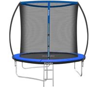 tectake® Trampolino Elastico, Certificato GS, Tappeto Resistente agli Strappi con Rete di Sicurezza per Bambini, Scaletta, Struttura in Acciaio, Bordo Imbottito, per Gioco e Fitness - Ø 244 cm