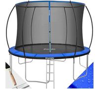 tectake® Trampolino Elastico con Rete di Sicurezza, Tappeto Resistente agli Strappi, Struttura in Acciaio con Gambe a W, Trampolino per Bambini e Adulti, Ideale per Gioco e Fitness - Ø 366 cm