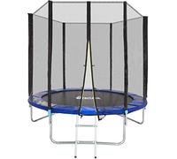 tectake® Trampolino Elastico da Giardino, Certificato GS, Rete di Sicurezza per Bambini e Scaletta, Trampolino Fitness, Sport e Tempo Libero, Bordo Imbottito, per Adulti e Bambini - Ø 244 cm