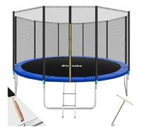 tectake® Trampolino Elastico da Giardino, Certificato GS, Rete di Sicurezza per Bambini e Scaletta, Trampolino Fitness, Sport e Tempo Libero, Bordo Imbottito, per Adulti e Bambini - Ø 457 cm