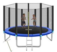 tectake® Trampolino Elastico per Bambini e Adulti da Giardino Ø 244/305/366/396/427/457 cm, Certificato GS, Rete di Sicurezza per Bambini e Scaletta, Trampolino Fitness e Sport, Bordo Imbottito