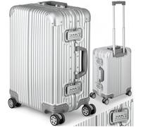 tectake® trolley bagaglio a mano, 53x38x24,5 cm, 36L, per cappelliera Easyjet, British Airways, Jet2, valigia bagaglio a mano, lega alluminio magnesio, TSA, ruote doppie 360 gradi, luggage rigida