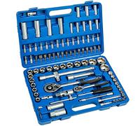TecTake Valigetta chiavi a cricchetto assortimento attrezzi 94 pezzi bussola | Attacco misto 1/4" e 1/2"