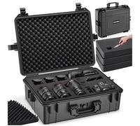 TecTake® Valigetta per Macchina Fotografica Vol. 35 Litri, Valigia Fotocamera Impermeabile Resistente agli Urti, Imbottitura in Gommapiuma, Valigetta Fotocamera Chiusura a 4 Ganci, 56x42x21 cm - Nero
