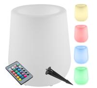TecTake® Vaso da esterno luminoso LED, vaso fiori da giardino RGB, telecomando, 16 colori, lampade da giardino decorative uso interno e vasi da esterno, design moderno, Curve Pot - Ø 38 x 44 cm