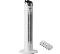 tectake® Ventilatore a Torre con Telecomando, Pannello Touch Luce LED, Tre Velocità, Tre Modalità Areazione, Timer e Funzione Girevole, Ventilatore Silenzioso 90 cm - Bianco