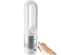 tectake® Ventilatore a Torre Silenzioso, Ventilatore Portatile a Piantana Senza Pale, 8 Velocità, Oscillazione 80°, Timer Regolabile, Pannello Touch LED, Telecomando, Per Casa e Ufficio - Bianco