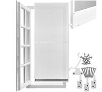 TecTake® Zanzariera a Telaio, in Alluminio, per Porte, Resistente ai Raggi UV, su Misura, Permeabile alla Luce e all’Aria, Montaggio Facile, 95x210 cm, Rete Anti Insetti, Alta qualità - Bianco