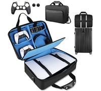 TECTINTER - Custodia da viaggio per PS5, compatibile con console PS5/PS4/PS4 Pro/PS4 Slim, grande supporto per controller PS5/PS4, carte da gioco, HDMI, laptop, regalo ideale per giocatori