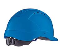 Tector Casco protettivo industriale conforme alla norma EN397, con cinturino in tessuto a 6 punti e tappo a vite (blu)