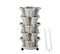 Tectsia Fioriera verticale fragola da giardino a 5 livelli, impilabile, per interni ed esterni, colore: grigio