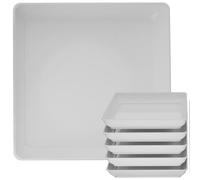 Tectsia Piattini quadrati per piante da 35,5 cm, confezione da 5 vassoi per vasi da fiori, ciotole antigoccia per piante con fondo in plastica, per interni ed esterni, bianco