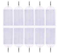 Tecunite 50 pacchi etichette tasti di plastica resistenti con tag name vuoto anello etichette bagagli bianchi