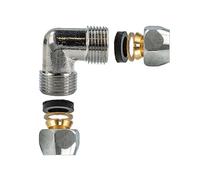 tecuro angolo di raccordo a compressione per tubo Ø 8 mm CU - Ottone Cromato