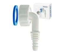 tecuro Bocchetta angolare per condensa, per tubo di scarico Ø 8 - 17 mm, montaggio su sifone con uscita dispositivo da 1 pollice, plastica, colore bianco