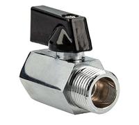 tecuro Mini valvola a sfera filettatura interna Rp 1/4 pollici x filettatura esterna G 1/4 pollici, ottone cromato