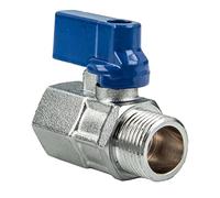 tecuro Mini valvola a sfera filettatura interna Rp 1/2 pollici x filettatura esterna G 1/2 pollici (DN10), ottone nichelato