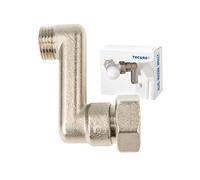 tecuro Raccordo a S per radiatore - 50 mm - Compensazione di altezza con eurocône - DN 15 (1/2") AG x DN 20 (3/4") - Dado di raccordo in ottone nichelato - AGS-50