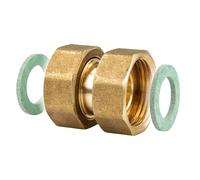 tecuro Raccordo a vite con dadi girevoli su entrambi i lati, 3/4 x 3/4 pollici, guarnizione piatta, filettatura interna Rp, approvato DVGW, ottone CW617N