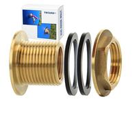 tecuro, Raccordo a Vite in Ottone per cisterna, Botte, o Serbatoio con 1 Filettatura Esterna da 1,25 cm e 1 Filettatura Interna da 0,95 cm.