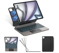 TECURS Tastiera magnetica per iPad Air 11 pollici (M3/M2, 2025/2024), Air 5/4, Magic Keyboard per iPad Pro 11 (4a/3a/2a generazione) con touchpad, AZERTY, grigio siderale e nero