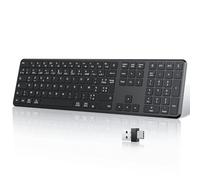 TECURS Tastiera senza fili Bluetooth ricaricabile AZERTY 2.4G Wireless Keyboard con 3 Canali Bluetooth, Ultra-Sottile per Apple MacOS, Computer, iOS, Android, PC