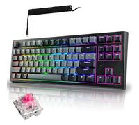 TECWARE Phantom+ Elite - Tastiera meccanica da gioco RGB a 87 tasti, 3 modalità, wireless Bluetooth 5.0 2,4 GHz e USB C cablata, sostituibile a caldo, 5 pin, tasti in PBT Double Shot, interruttore