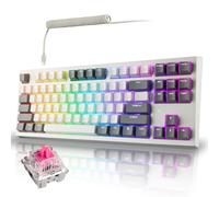 TECWARE Phantom+ Elite - Tastiera meccanica da gioco RGB a 87 tasti, 3 modalità, wireless Bluetooth 5.0 2,4 GHz e USB C cablata, sostituibile a caldo, 5 pin, tasti in PBT Double Shot, interruttore