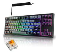 TECWARE Phantom+ Elite - Tastiera meccanica da gioco RGB a 87 tasti, 3 modalità, wireless Bluetooth 5.0 2,4 GHz e USB C cablata, sostituibile a caldo, 5 pin, tasti in PBT a doppio scatto, interruttore