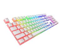 TECWARE Pudding - Set di keycap in PBT, con estrattore per tastiera, 112 tasti, double-shot per tastiere meccaniche, profilo OEM, tasti da gioco trasparenti e bianchi, per Phantom Phantom Phantom +