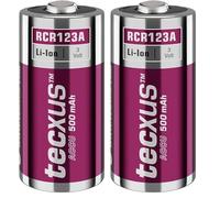 tecxus RCR123 - Batteria ricaricabile, 500 mAh, adatta per Arlo Wireless Security Camera/serratura digitale della porta, rilevatore di fumo e sistema di allarme/torcia, telecomando, 72563
