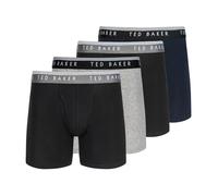 Ted Baker 4 Pack Cotton Stretch Boxer Briefs Corti, Bellezza Nera/Grigio mélange/Cielo, M Uomo