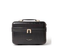 Ted Baker Black Croc Icon Vanity Case da viaggio, beauty case rigido, beauty case portatile, maniglia e tracolla, fodera con logo, organizer da viaggio da 36 cm con scomparti, capacità 17 litri