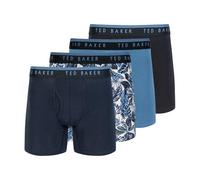 Ted Baker Confezione da 4 Boxer da Uomo in Cotone Elasticizzato, Cielo/Foglie Tropicali/Blu/Nero, XL, Cielo/Foglie Tropicali/Blu/Nero, XL