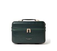 Ted Baker Forest Green Croc Icon Vanity Case da viaggio, beauty case rigido, beauty case portatile, maniglia e tracolla, fodera con logo, organizer da viaggio da 36 cm con scomparti, capacità 17 l