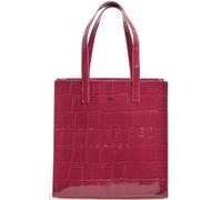 Ted Baker Grande borsa tote con icona coccodrillo, rosa ciliegia, coccodrillo goffrato, tracolla, scomparto con cerniera