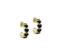 Ted Baker London Hannah - Orecchini a cerchio smaltati a forma di cuore, da donna (oro/nero)