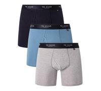 Ted Baker Uomo Slip in pile del boxer di cotone da 3 pacchetti, Blu