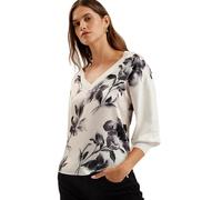 Ted Baker WMK-JOIEE-V Neck Printed Woven Front Jumper, Maglione Donna, Ivory, 34