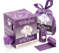TEDAFUS Sacchetti per cacca per cani, ecologici, biodegradabili, rotoli di ricarica spessi con manici per legare, sacchetti resistenti, 100% a prova di perdite, non profumati (viola, 1 scatola, 270)