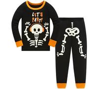 TEDD Pigiama da ragazzo, dinosauro, a maniche lunghe, in due pezzi, per bambini, in cotone, per l'inverno, per Natale, pigiameria, taglia 1-12 anni, Glow in The Dark Halloween 06, 9-10 Jahre