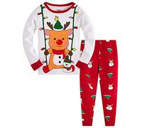 TEDD Pigiama Natale Ragazzo Ragazza Babbo Natale 100% Cotone Lungo Indumenti da Notte Abiti Natalizi Vestiti Bambino Due Pezzi Impostato Regalo di Natale per Unisex Bambini 1-2 Anni