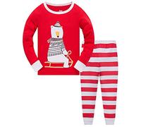 TEDD Pigiama Natale Ragazzo Ragazza Babbo Natale 100% Cotone Lungo Indumenti da Notte Abiti Natalizi Vestiti Bambino Due Pezzi Impostato Regalo di Natale per Unisex Bambini 5-6 Anni
