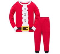 TEDD Pigiama Natale Ragazzo Ragazza Babbo Natale 100% Cotone Lungo Indumenti da Notte Abiti Natalizi Vestiti Bambino Due Pezzi Impostato Regalo di Natale per Unisex Bambini 1-2 Anni
