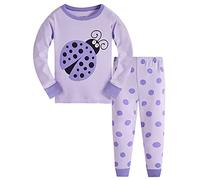 TEDD Pigiama Ragazza Coccinella 100% Cotone Lungo Biancheria da Notte Vestiti Bambina Invernale Due Pezzi Impostato Natale Regalo per Bambini 11-12 Anni