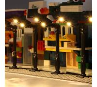 TEDDOO 10 pezzi compatibili con Lego Building Block Street Lights Kit di illuminazione a LED fai da te Set di città blocco regalo piccole particelle luci 2039 11062 (luce calda pilastro nero)